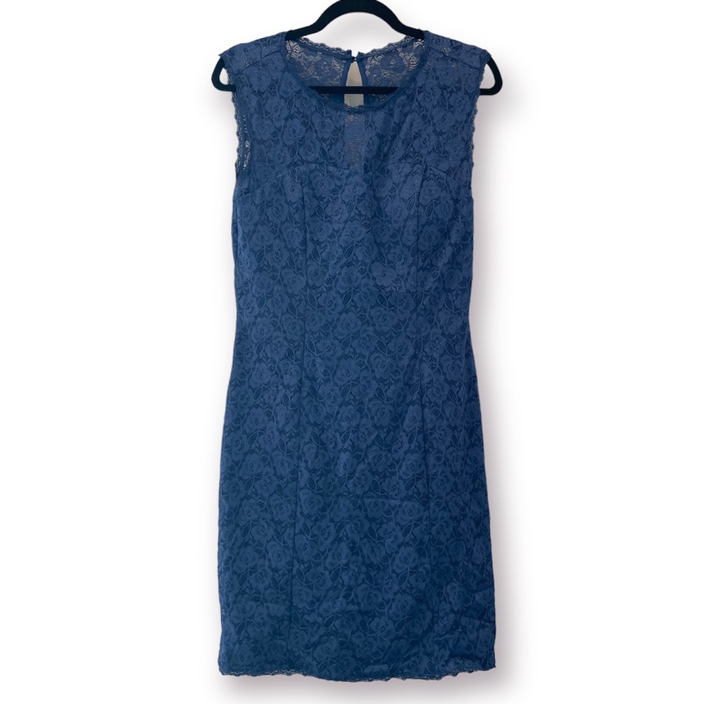 MODCLOTH Lace Sheath Dress Blue Sleeveless Large